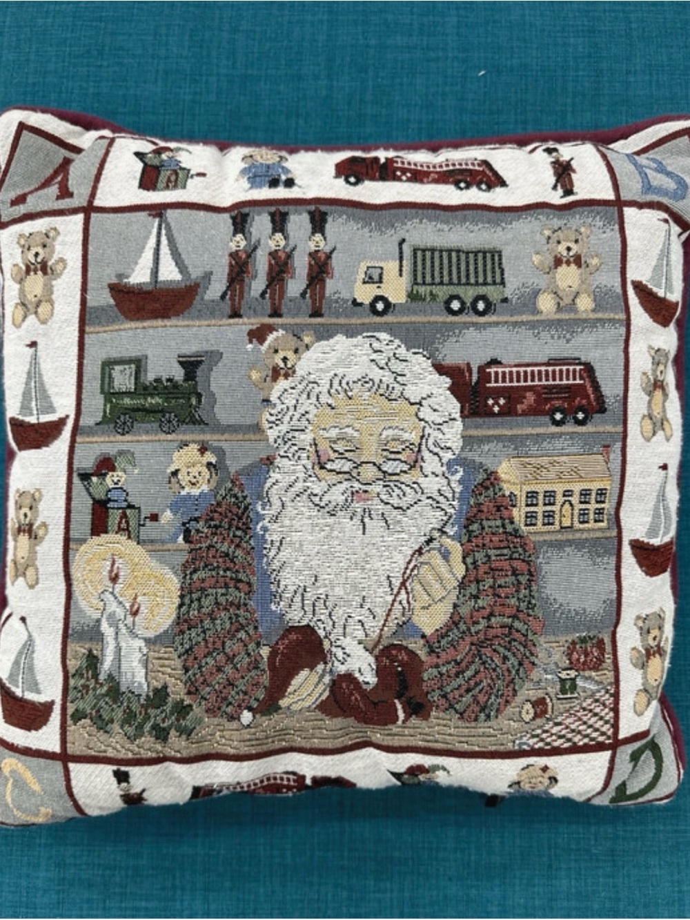 Vintage tapestry Christmas pillow